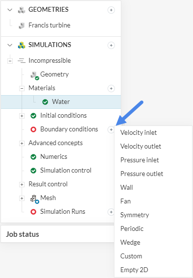 Water Turbine Boundary Condition Selection