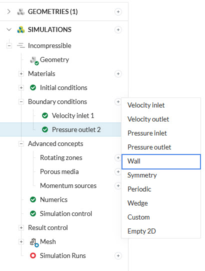 selecting the wall boundary condition