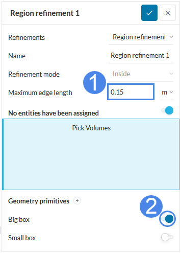 setting a region refinement with a maximum length for the big cartesian box 