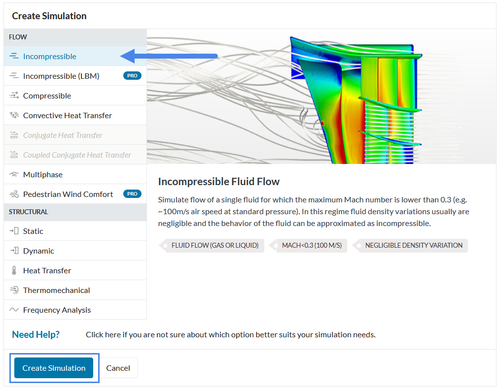 incompressible cfd analysis list of different solvers