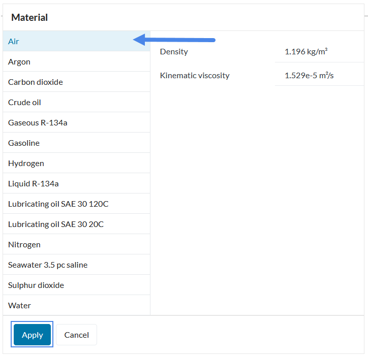 material option list