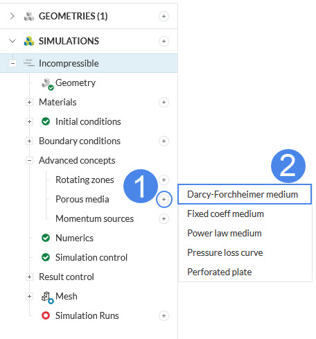 choosing the Darcy-Forchheimer model for the porous media 