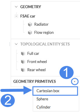 geometry primitives menu including cartesian box for mesh region refinement