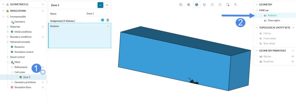adding cell zones for the parts used for advanced concepts during standard mesher set up