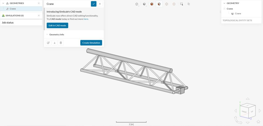 view of workbench with crane model inside the workbench