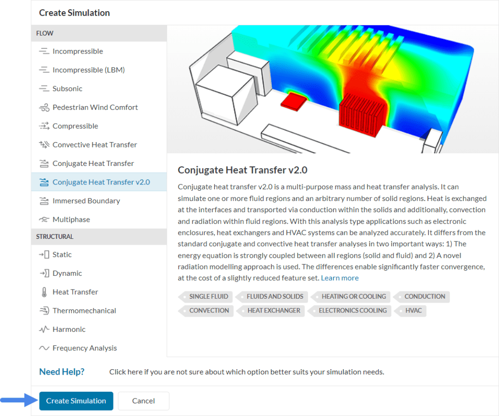 conjugate heat transfer 2.0 analysis type