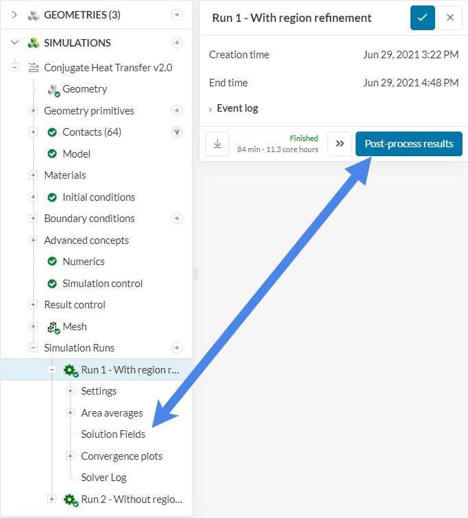 accessing the post-processing environment simulation