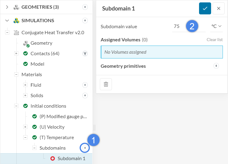 subdomain initialization simscale temperature