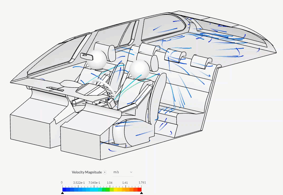 internal thermal comfort car cabin comet animation using velocity magnitude 