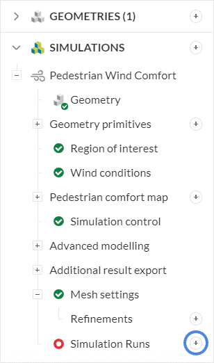 creating a pedestrian wind comfort simulation run