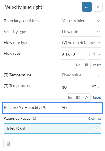 air humidity boundary condition panel