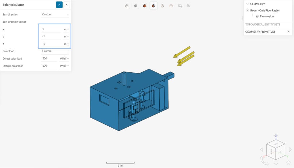 custom definition of sun direction solar load