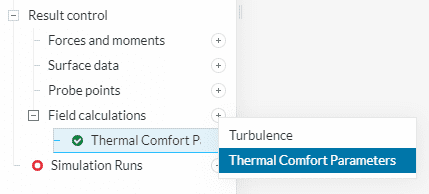 thermal comfort parameter settings panel