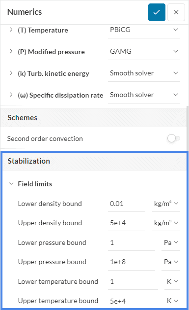 reset to default feature under the numerics settings of incompressible analysis type in simscale