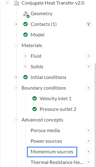 momentum source in the simulation tree