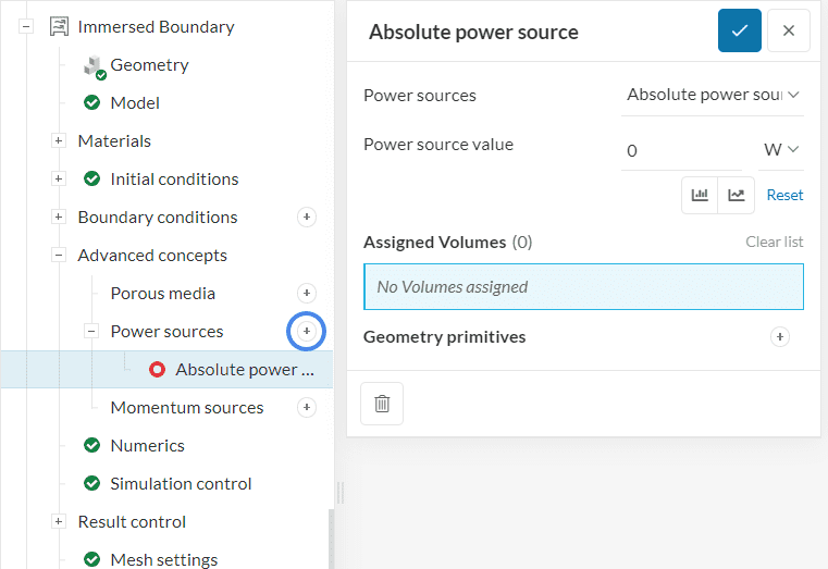 settings panel for power sources