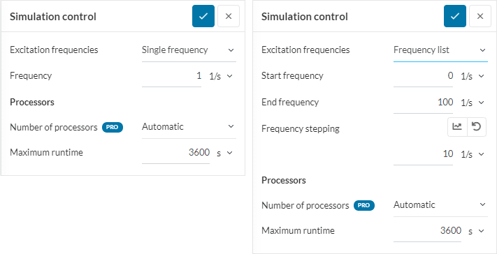 simulation control for structural analysis settings for harmonic analysis