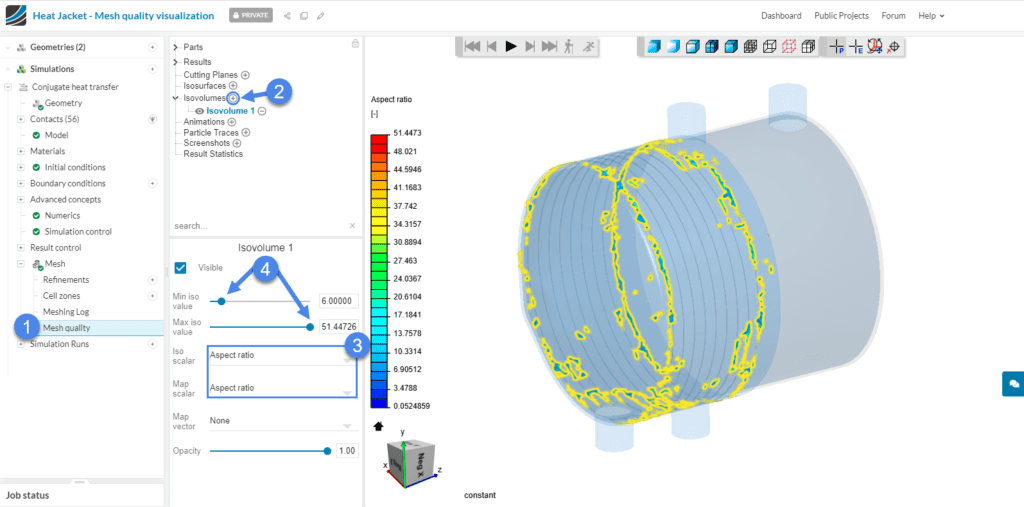 demonstration about how to create a insovolume to isolate the elements based on a limit and a metric to be shown