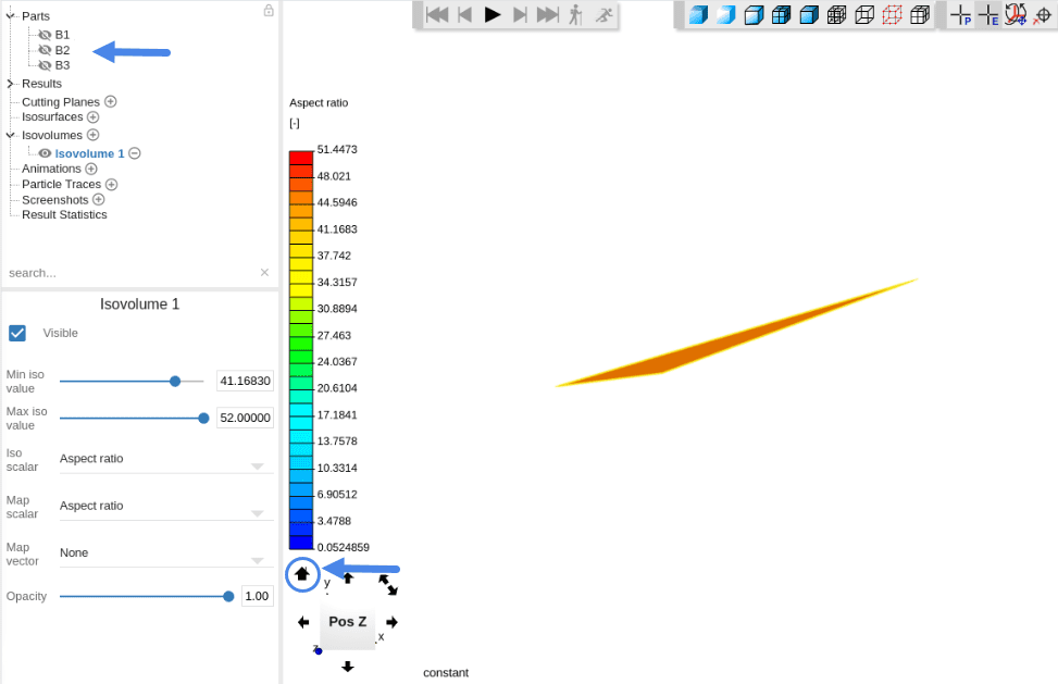 demonstration about how to utilize the home button for finding tiny elements in a mesh