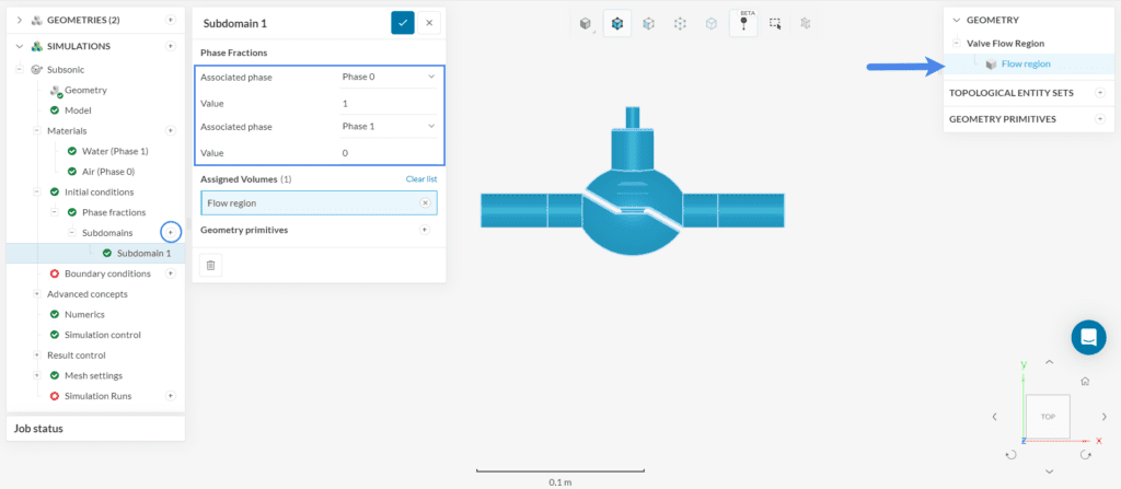 initial conditions in simscale multiphase