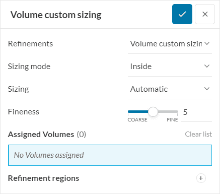 volume custom sizing mesh refinements standard