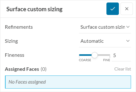 surface custom sizing mesh refinements standard