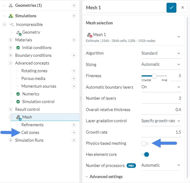 creating cell zones with the standard meshing tool