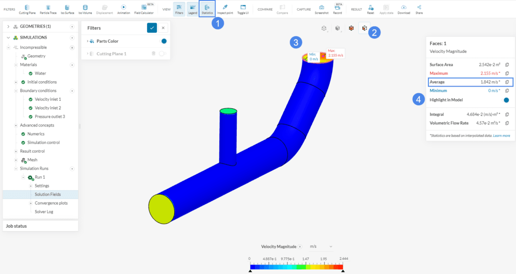 Post Processing statistics panel