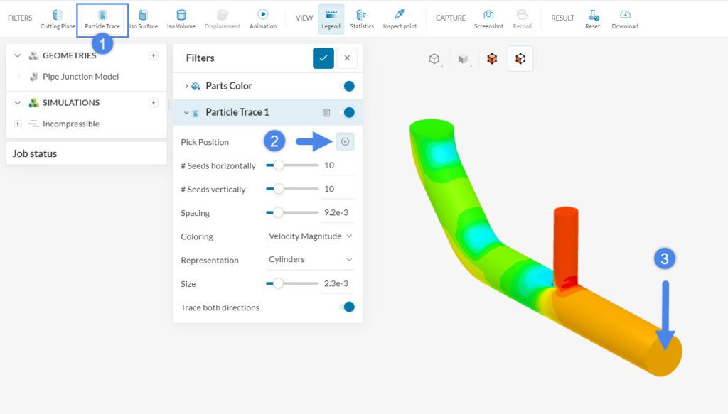 particle trace filter simscale