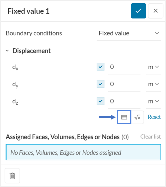 using tables feature simscale