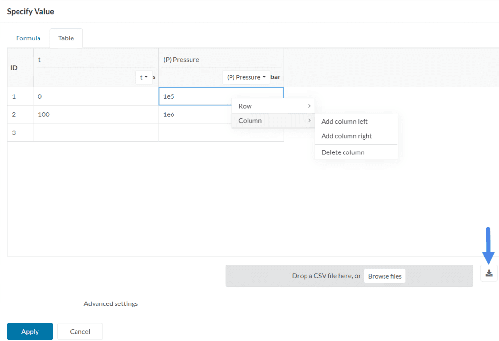 adding or deleting rows and columns table input