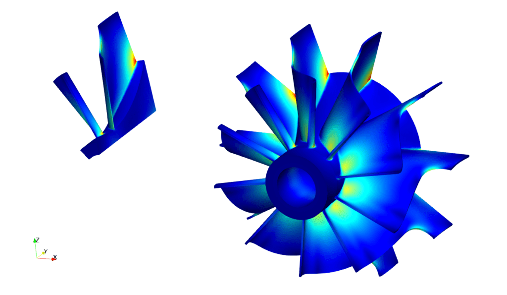 cyclic symmetry contact example result in paraview