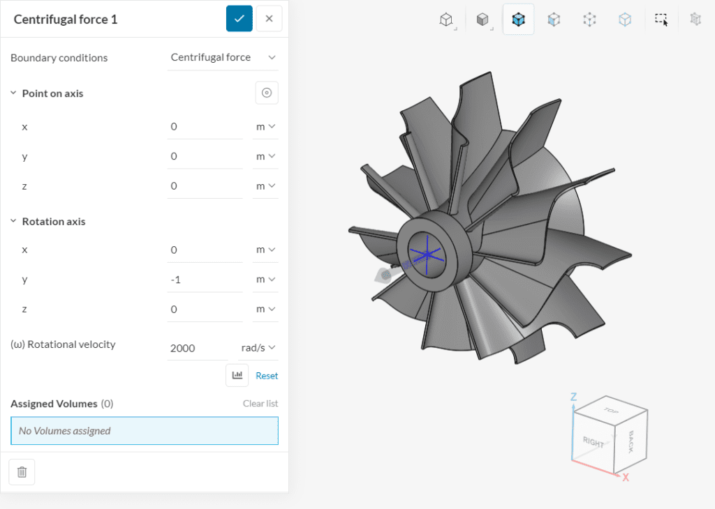 centrifugal force boundary condition setup