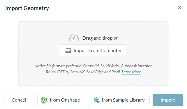 how to import directly from onshape to simscale 