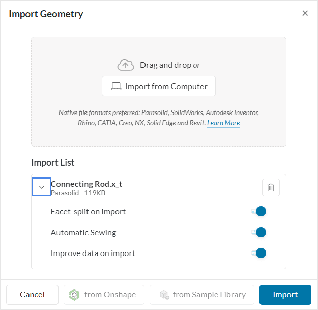 CAD optimization options