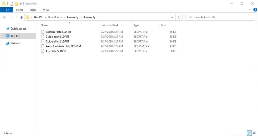 folder structure for uploading assembly into simscale