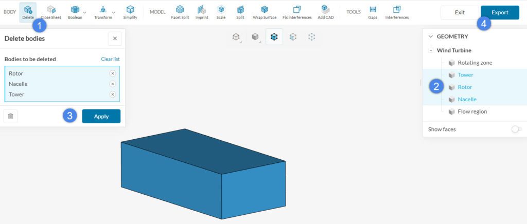 deleting parts rotating zone cad preparation