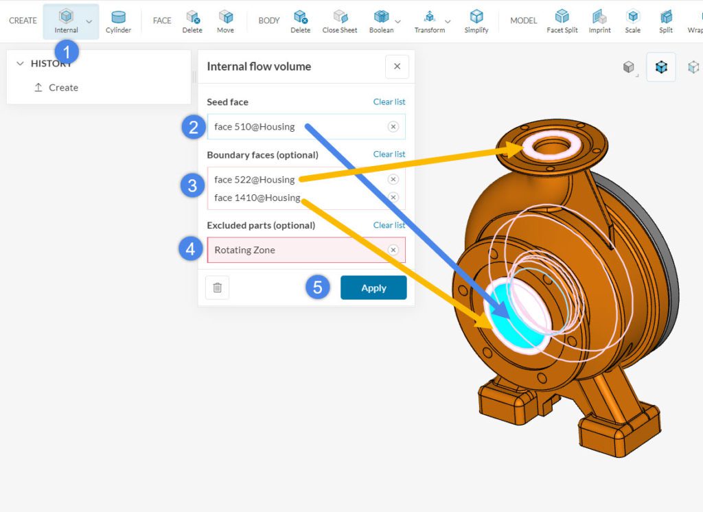 internal flow volume extraction cad mode
