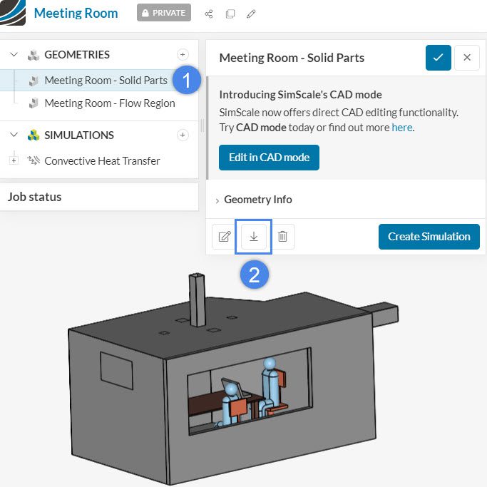 downloading a geometry from the simscale workbench