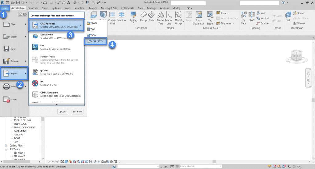 acis export revit to cfd 