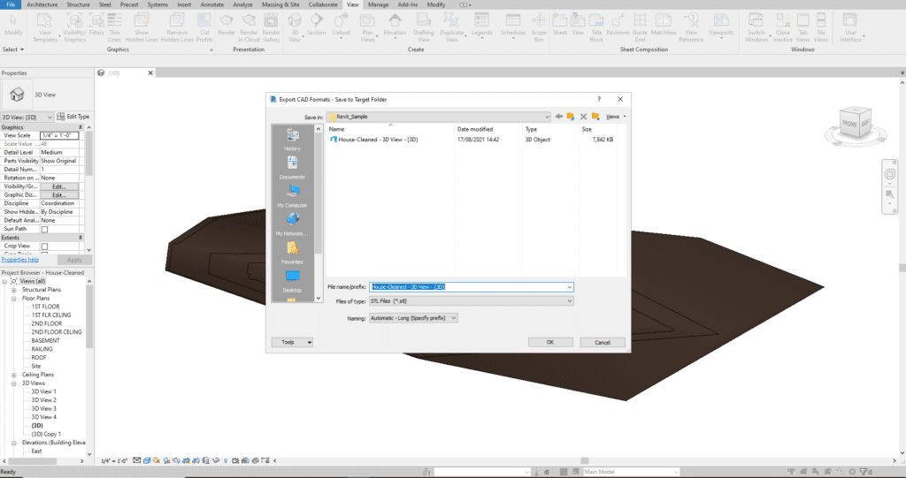 name and save the file in your pc as stl file