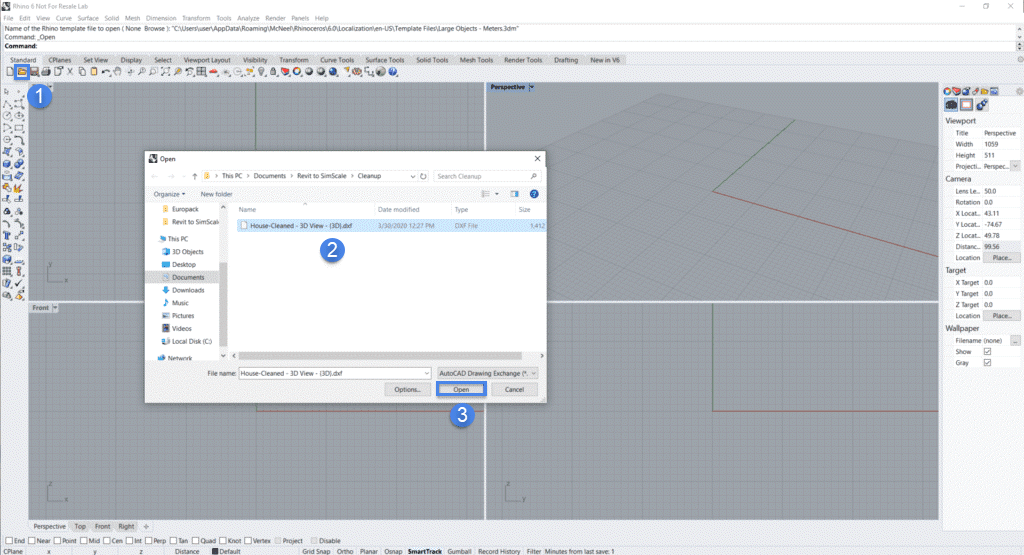 opening dxf file in rhino