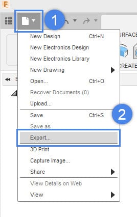 fusion 360 exporting a geometry