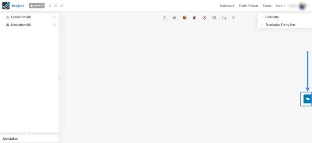 chat support button in the bottom right of the workbench for contacting support team to retrieve a deleted project