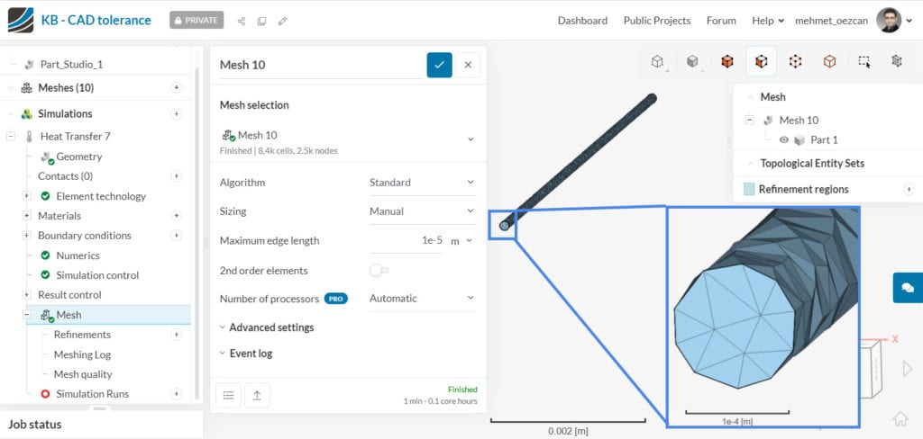 generated mesh where the standard mesher makes mesh coarses
