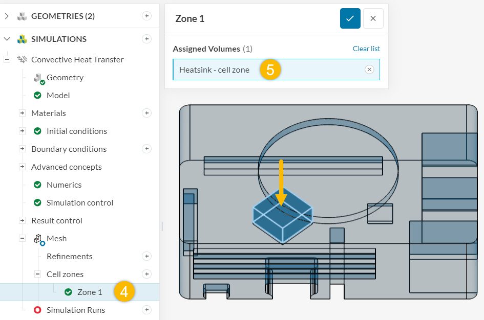 cell zone assignment using simscales standard mesher