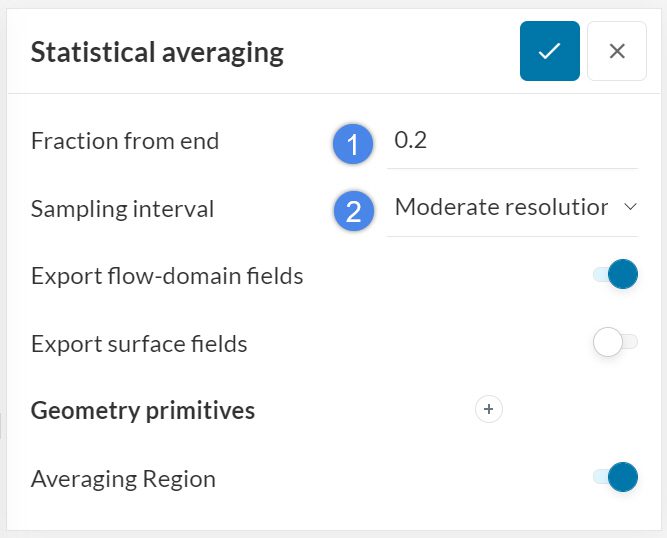 statistical averaging result control settings of pedestrian wind comfort analysis  type in simscale