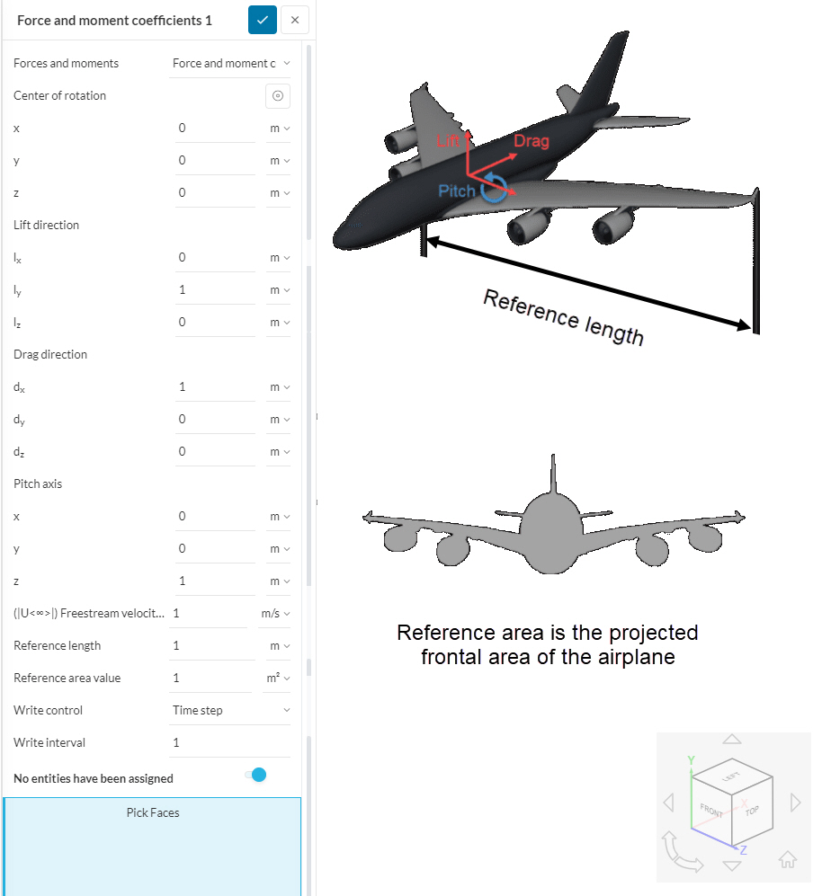 lift pitch drag coefficient simscale