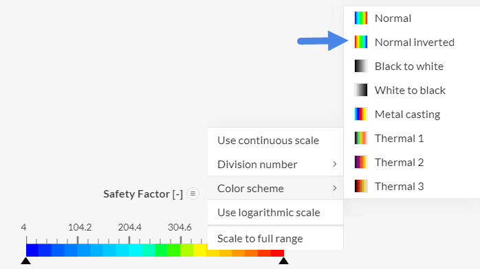changing color scale factor of safety