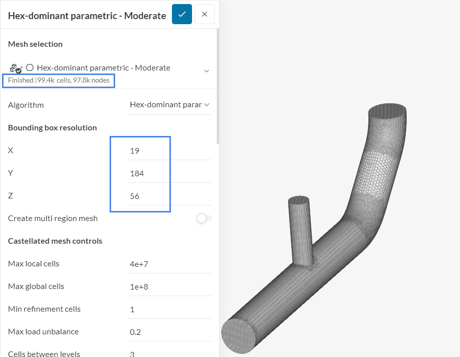 hex-dominant parametric mesh moderate GCI